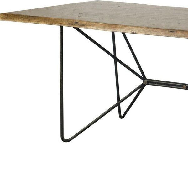 Homeroots Natural Tapered Live Edge Top with Iron Base Dining Table - 380464
