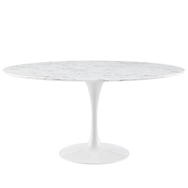 East End Imports Lippa 60 in. Artificial Marble Dining Table, White - EEI-1133-WHI