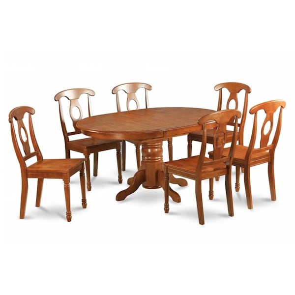 East West Furniture 7 Piece Dining Set-Dinette Table With Leaf and 6 Dinette Chairs - AVNA7-SBR-W