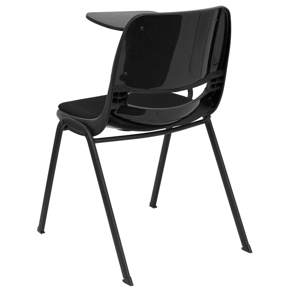 Flash Furniture Right Handed Tablet Arm Chair, Plastic, Bk, 21" W, 25.5" L, 32" H, Black - RUT-EO1-01-PAD-RTAB-GG