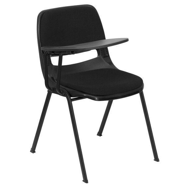 Flash Furniture Right Handed Tablet Arm Chair, Plastic, Bk, 21" W, 25.5" L, 32" H, Black - RUT-EO1-01-PAD-RTAB-GG