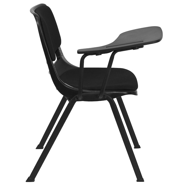 Flash Furniture Right Handed Tablet Arm Chair, Plastic, Bk, 21" W, 25.5" L, 32" H, Black - RUT-EO1-01-PAD-RTAB-GG