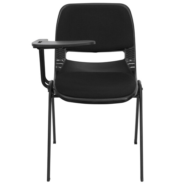 Flash Furniture Right Handed Tablet Arm Chair, Plastic, Bk, 21" W, 25.5" L, 32" H, Black - RUT-EO1-01-PAD-RTAB-GG