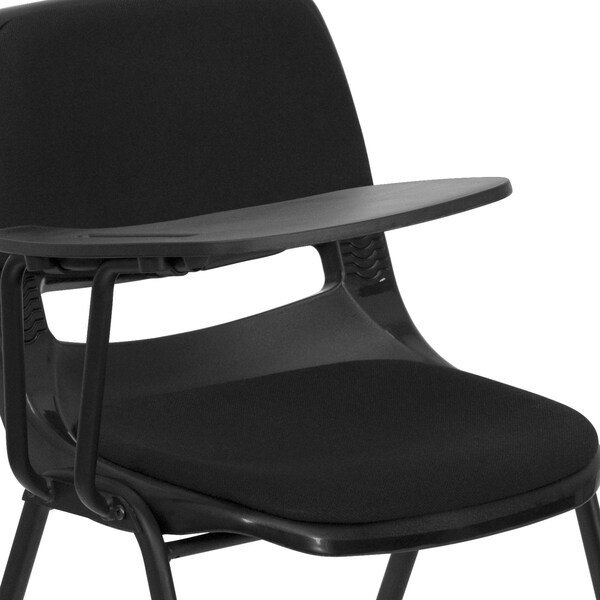 Flash Furniture Right Handed Tablet Arm Chair, Plastic, Bk, 21" W, 25.5" L, 32" H, Black - RUT-EO1-01-PAD-RTAB-GG