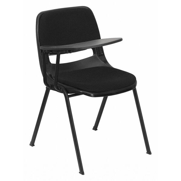 Flash Furniture Right Handed Tablet Arm Chair, Plastic, Bk, 21" W, 25.5" L, 32" H, Black - RUT-EO1-01-PAD-RTAB-GG