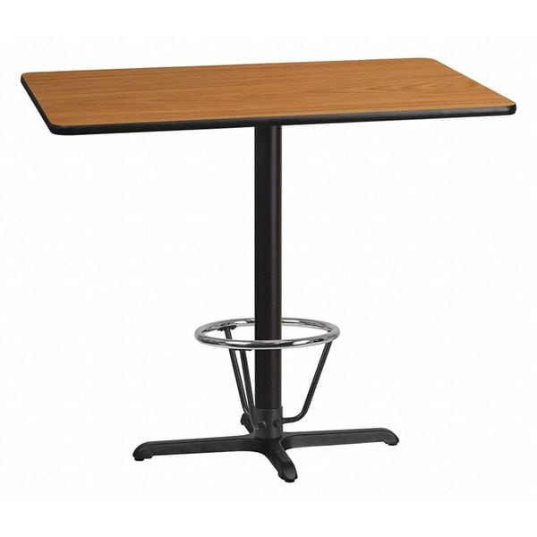Flash Furniture Rectangle Laminate Table, 30" W, 48" L, 43.125" H, Laminate, Wood Grain - XU-NATTB-3048-T2230B-3CFR-GG