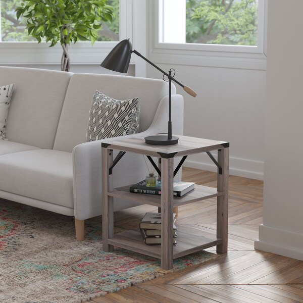 Flash Furniture 17.5 W, 17.5 L, 22 H, Engineered Wood, Gray Wash - ZG-035-GY-GG