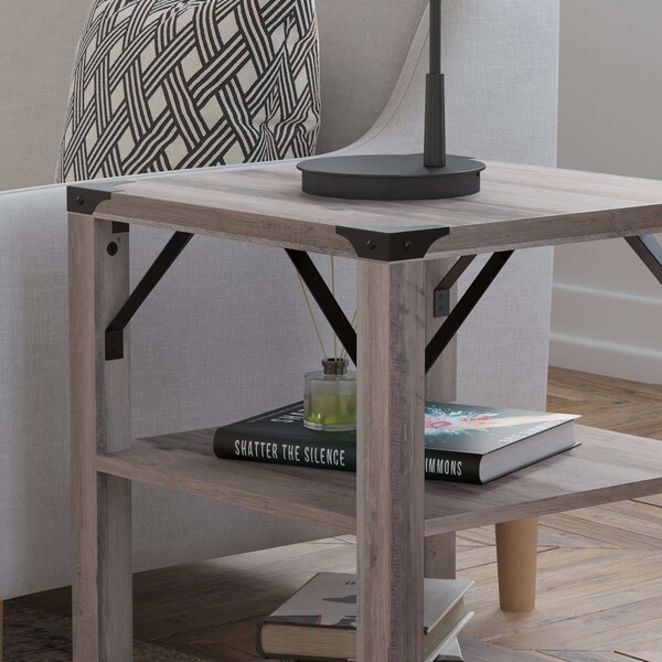 Flash Furniture 17.5 W, 17.5 L, 22 H, Engineered Wood, Gray Wash - ZG-035-GY-GG