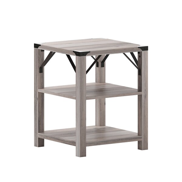Flash Furniture 17.5 W, 17.5 L, 22 H, Engineered Wood, Gray Wash - ZG-035-GY-GG