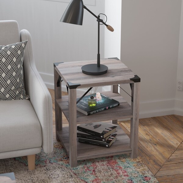 Flash Furniture 17.5 W, 17.5 L, 22 H, Engineered Wood, Gray Wash - ZG-035-GY-GG