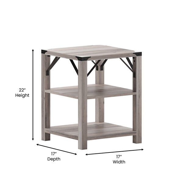 Flash Furniture 17.5 W, 17.5 L, 22 H, Engineered Wood, Gray Wash - ZG-035-GY-GG