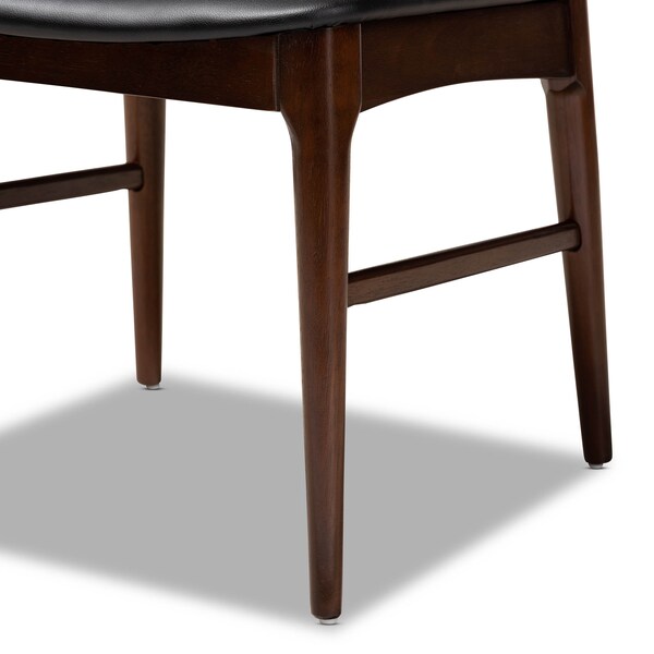 Baxton Studio Berlin Black Upholstered Walnut Finished 5-Piece Wood Dining Set - 155-9546-9545