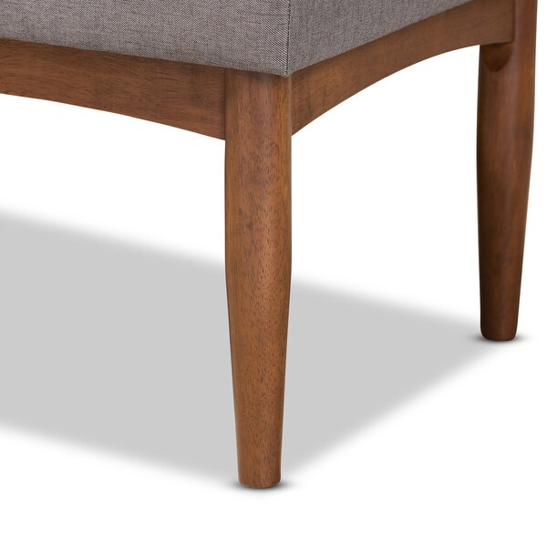 Baxton Studio Sanford Mid-Century Modern Grey Fabric and Walnut Brown Finished Wood Dining Bench - 184-11342-ZORO