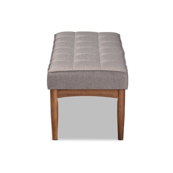 Baxton Studio Sanford Mid-Century Modern Grey Fabric and Walnut Brown Finished Wood Dining Bench - 184-11342-ZORO