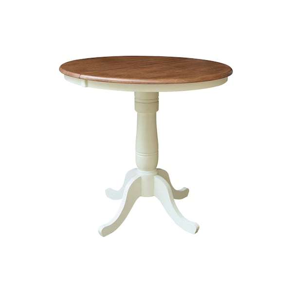 Whitewood Industries Rectangular Fixed Top Extension Pedestal Dining Table W/ 4 Counter Height Stools, 36 in W, 48 in H - K79-36RXT-6B-S102-4