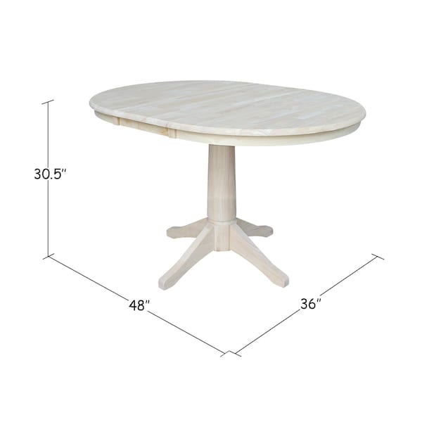 Whitewood Industries Rectangular Fixed Top Extension Pedestal Dining Table, 36 in W, 30.1 in L, 48 in H, Parawood - K79-36RXT-27B