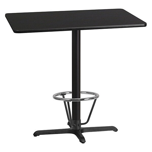 Flash Furniture Rectangle Laminate Table, 30" W, 42" L, 43.125" H, Laminate, Wood Grain - XU-BLKTB-3042-T2230B-3CFR-GG