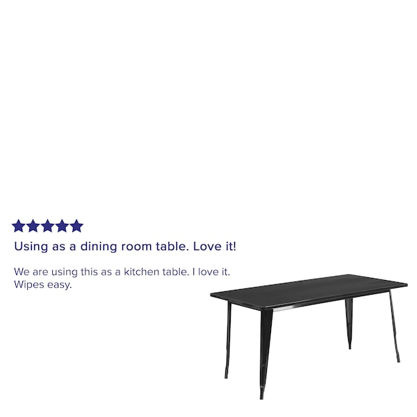 Flash Furniture Rectangle Red Metal Table Set, 31.5SQ, 31.5" W, 63" L, 29.5" H, Metal, Black - ET-CT005-BK-GG