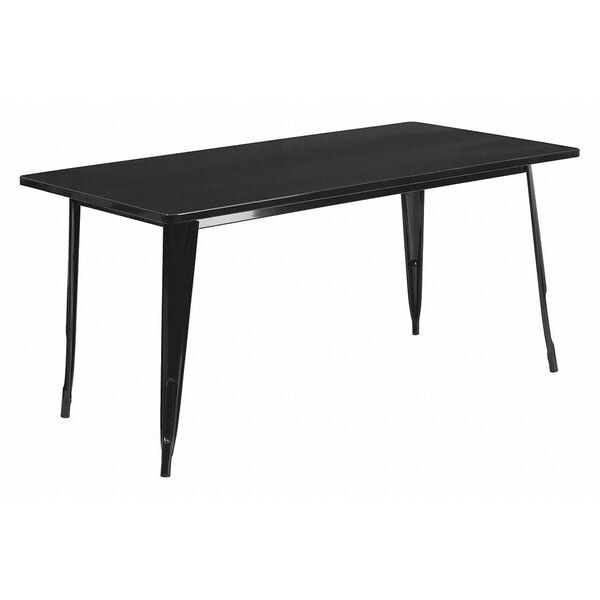 Flash Furniture Rectangle Red Metal Table Set, 31.5SQ, 31.5" W, 63" L, 29.5" H, Metal, Black - ET-CT005-BK-GG