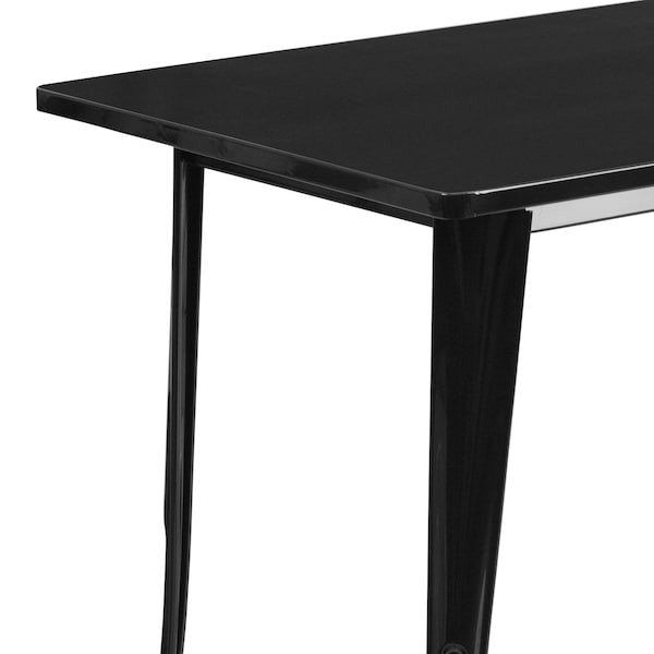 Flash Furniture Rectangle Red Metal Table Set, 31.5SQ, 31.5" W, 63" L, 29.5" H, Metal, Black - ET-CT005-BK-GG