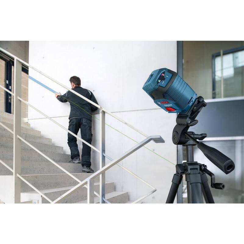 Bosch 50 ft. Cross Line Laser Level Self Leveling with L-Bracket Adjustable Mount and Compact Tripod with Extendable Height - GLL 50 + BT 150