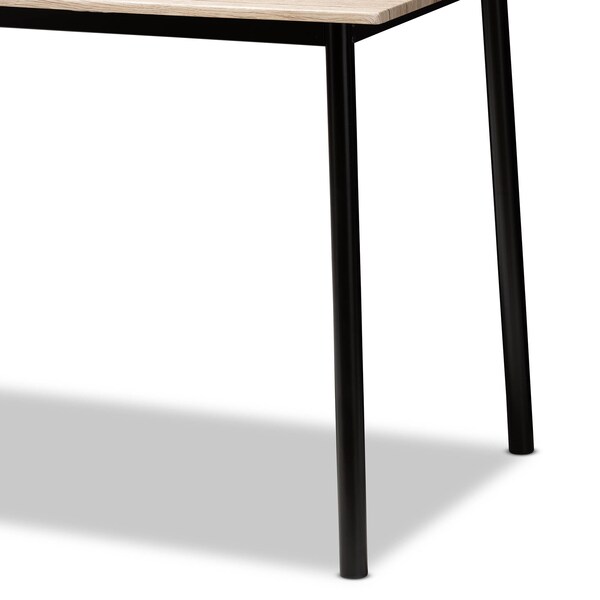 Baxton Studio Honore Light Brown Wood Finished Matte Black Frame 5-Piece Dining Set - 146-8659