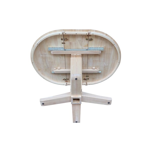 International Concepts 36 in. Solid Wood Round Extension Dining Table with 4 Dining Chairs, Unfinished - K-36RXT-23B-C617-4