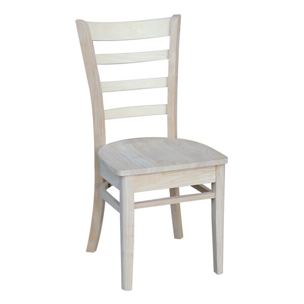 International Concepts 36 in. Solid Wood Round Extension Dining Table with 4 Dining Chairs, Unfinished - K-36RXT-23B-C617-4