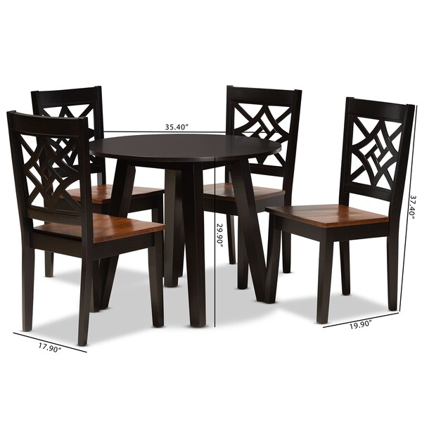 Baxton Studio Rava Modern and Contemporary Two-Tone Dark Brown and Walnut Brown Finished Wood 5-Piece Dining Set - 179-11389-10896-ZORO