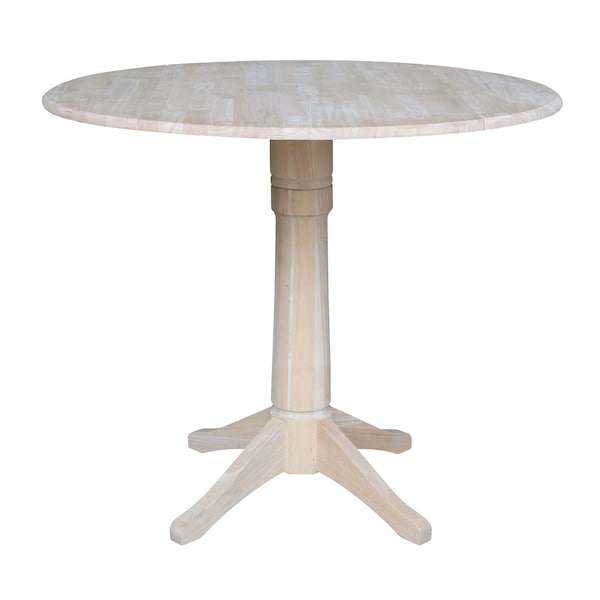 International Concepts Round 42 in Rd Dual Drop Leaf Pedestal Table, 36.3 inH, Unfinished, Ready to Finish, 42 in W, 42 in L - K-42DPT-27B-6B
