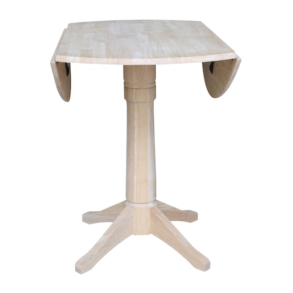 International Concepts Round 42 in Rd Dual Drop Leaf Pedestal Table, 36.3 inH, Unfinished, Ready to Finish, 42 in W, 42 in L - K-42DPT-27B-6B