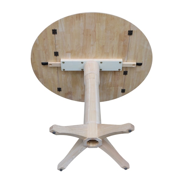 International Concepts Round 42 in Rd Dual Drop Leaf Pedestal Table, 36.3 inH, Unfinished, Ready to Finish, 42 in W, 42 in L - K-42DPT-27B-6B