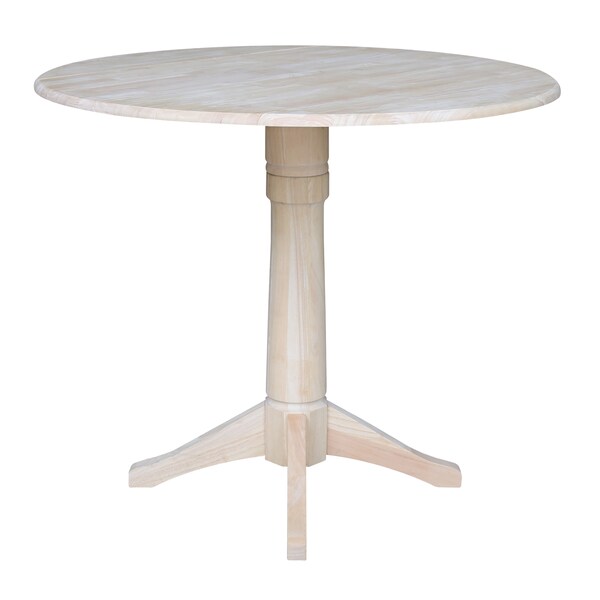 International Concepts Round 42 in Rd Dual Drop Leaf Pedestal Table, 36.3 inH, Unfinished, Ready to Finish, 42 in W, 42 in L - K-42DPT-27B-6B
