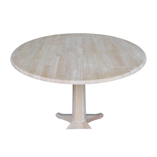 International Concepts Round 42 in Rd Dual Drop Leaf Pedestal Table, 36.3 inH, Unfinished, Ready to Finish, 42 in W, 42 in L - K-42DPT-27B-6B