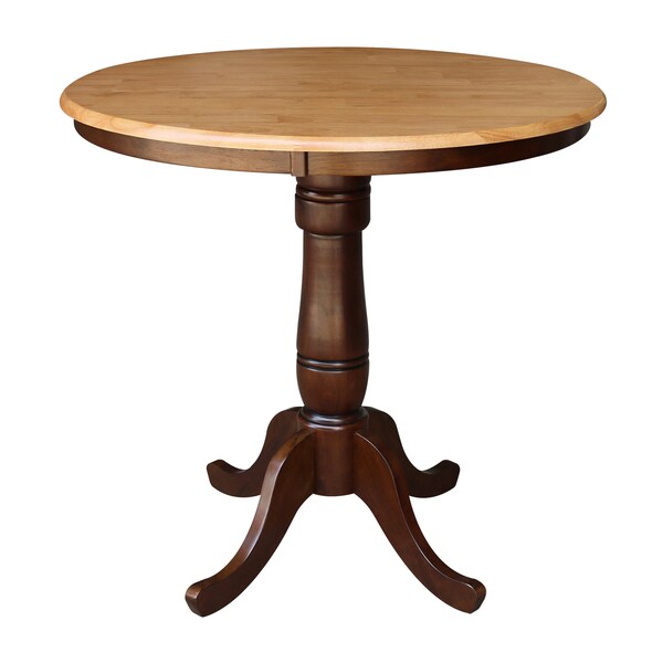 International Concepts 36 in. Round Pedestal Counter Height Table with 2 Emily Counter Height Stools - 3 Piece Set - K58-36RT-S6172-2