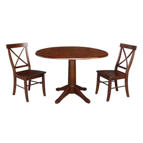 International Concepts Round 42 in Round Top Pedestal Table with 2 Chairs, Espresso, 42 in W, 42 in L, 30.3 in H, Wood - K581-42DPT-27-C613-2