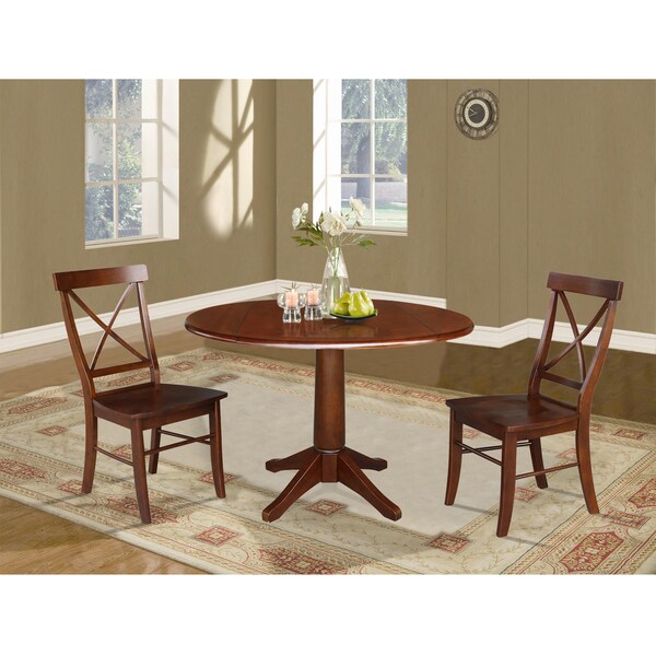 International Concepts Round 42 in Round Top Pedestal Table with 2 Chairs, Espresso, 42 in W, 42 in L, 30.3 in H, Wood - K581-42DPT-27-C613-2