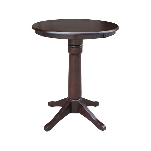 International Concepts Round 30 in Round Top Pedestal Table, 34.9 inH, Rich Mocha, 30 in W, 30 in L, 35.9 in H, Wood - K15-30RT-27B-6B