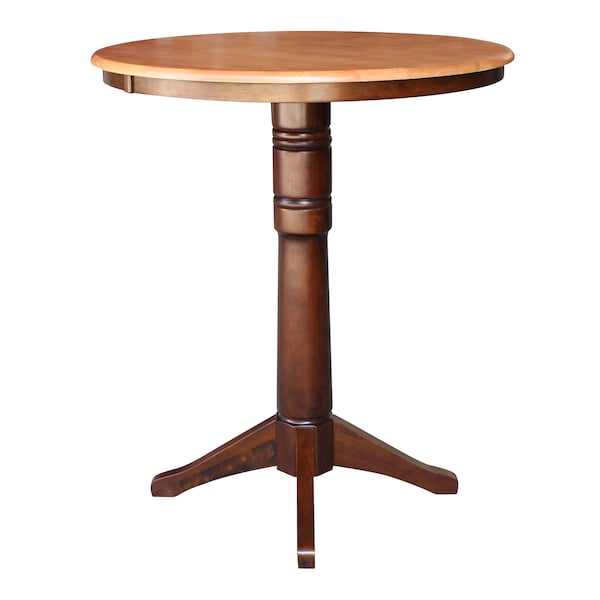 International Concepts Round 36 in Round Top Pedestal Table, 40.9 inH, Cinnamon/Espresso, 36 in W, 36 in L, 40.9 in H - K58-36RT-27B-6B-2