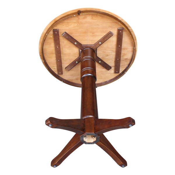International Concepts Round 36 in Round Top Pedestal Table, 40.9 inH, Cinnamon/Espresso, 36 in W, 36 in L, 40.9 in H - K58-36RT-27B-6B-2