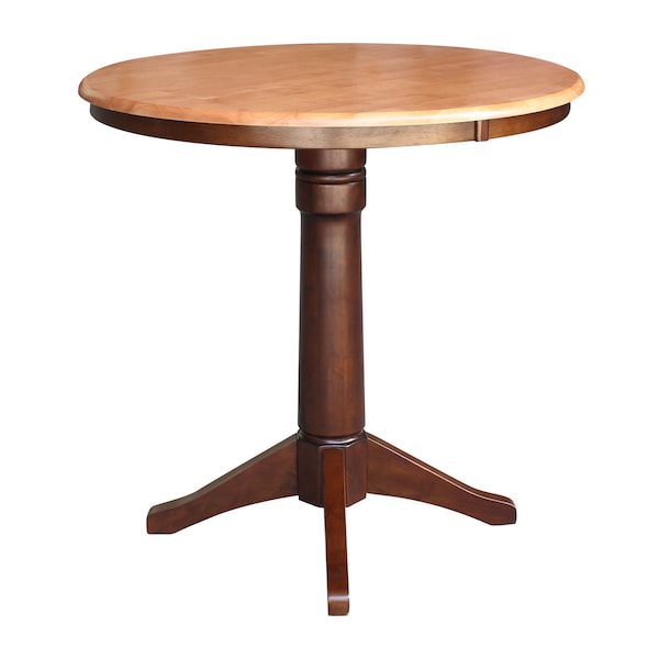 International Concepts Round 36 in Round Top Pedestal Table, 40.9 inH, Cinnamon/Espresso, 36 in W, 36 in L, 40.9 in H - K58-36RT-27B-6B-2