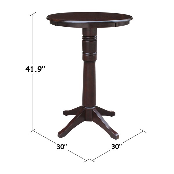 International Concepts Round 30 in Round Top Pedestal Table, 40.9 inH, Rich Mocha, 30 in W, 30 in L, 41.9 in H, Wood - K15-30RT-27B-6B-2