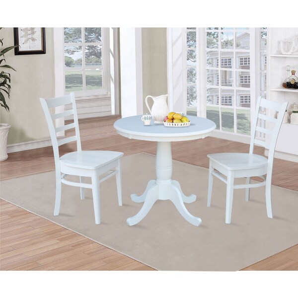 International Concepts Round 30 in Round Top Pedestal Table, with 2 C08-617 Chairs, White, 30 in W, 30 in L, 29.1 in H - K08-30RT-C617P