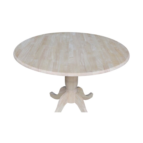 International Concepts Round 42 in Rd Dual Drop Leaf Pedestal Table, 29.5 inH, Unfinished, Ready to Finish, 42 in W, 42 in L - K-42DPT