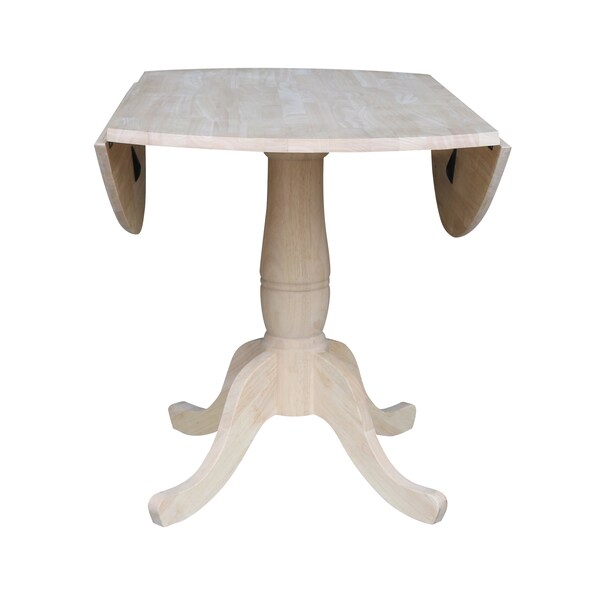 International Concepts Round 42 in Rd Dual Drop Leaf Pedestal Table, 29.5 inH, Unfinished, Ready to Finish, 42 in W, 42 in L - K-42DPT