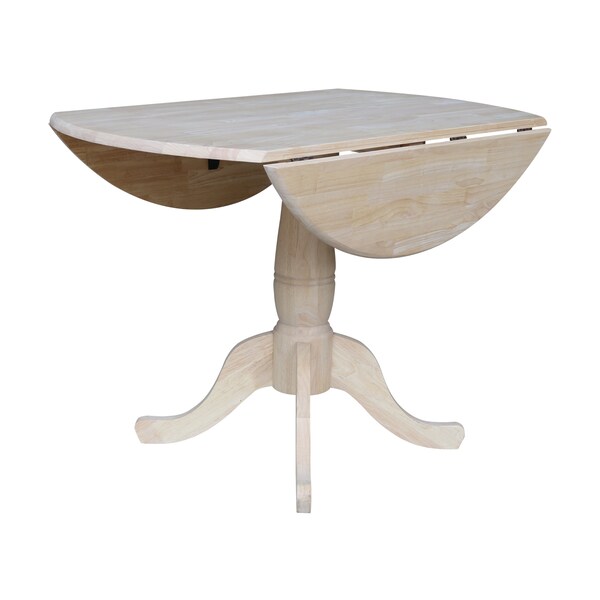 International Concepts Round 42 in Rd Dual Drop Leaf Pedestal Table, 29.5 inH, Unfinished, Ready to Finish, 42 in W, 42 in L - K-42DPT