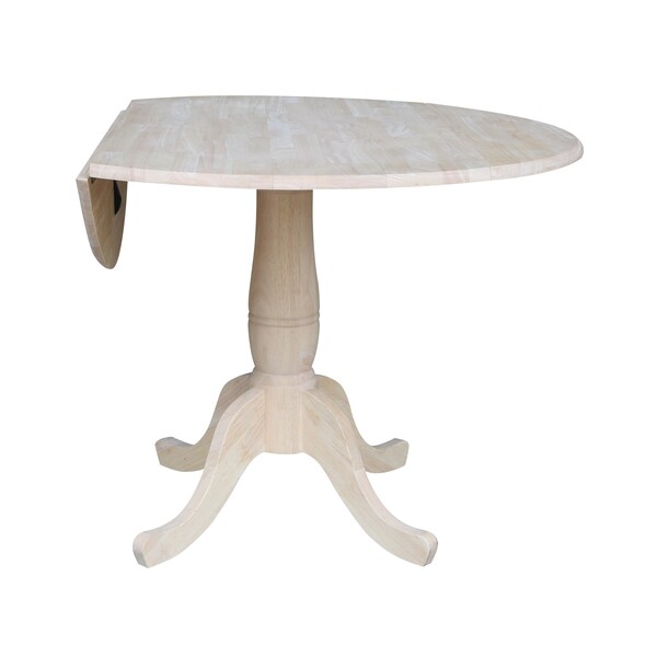 International Concepts Round 42 in Rd Dual Drop Leaf Pedestal Table, 29.5 inH, Unfinished, Ready to Finish, 42 in W, 42 in L - K-42DPT