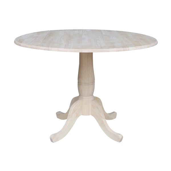 International Concepts Round 42 in Rd Dual Drop Leaf Pedestal Table, 29.5 inH, Unfinished, Ready to Finish, 42 in W, 42 in L - K-42DPT