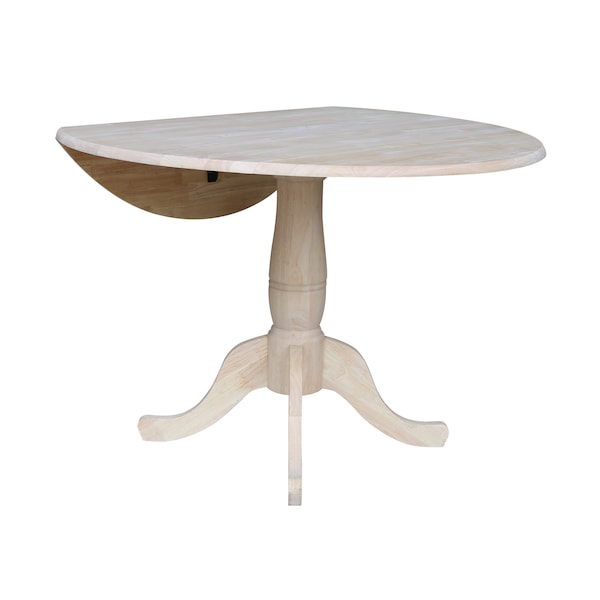 International Concepts Round 42 in Rd Dual Drop Leaf Pedestal Table, 29.5 inH, Unfinished, Ready to Finish, 42 in W, 42 in L - K-42DPT