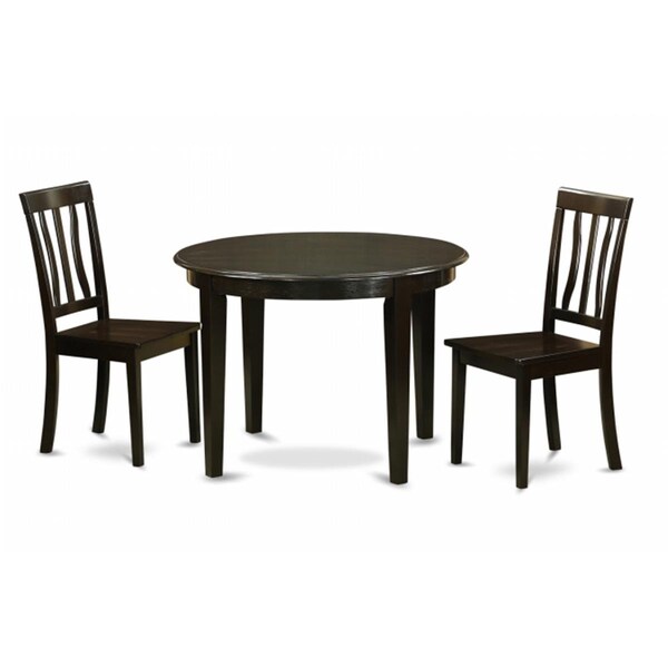 East West Furniture 3 Piece Kitchen Nook Dining Set-Kitchen Table and 2 Dinette Chairs - BOAN3-CAP-W